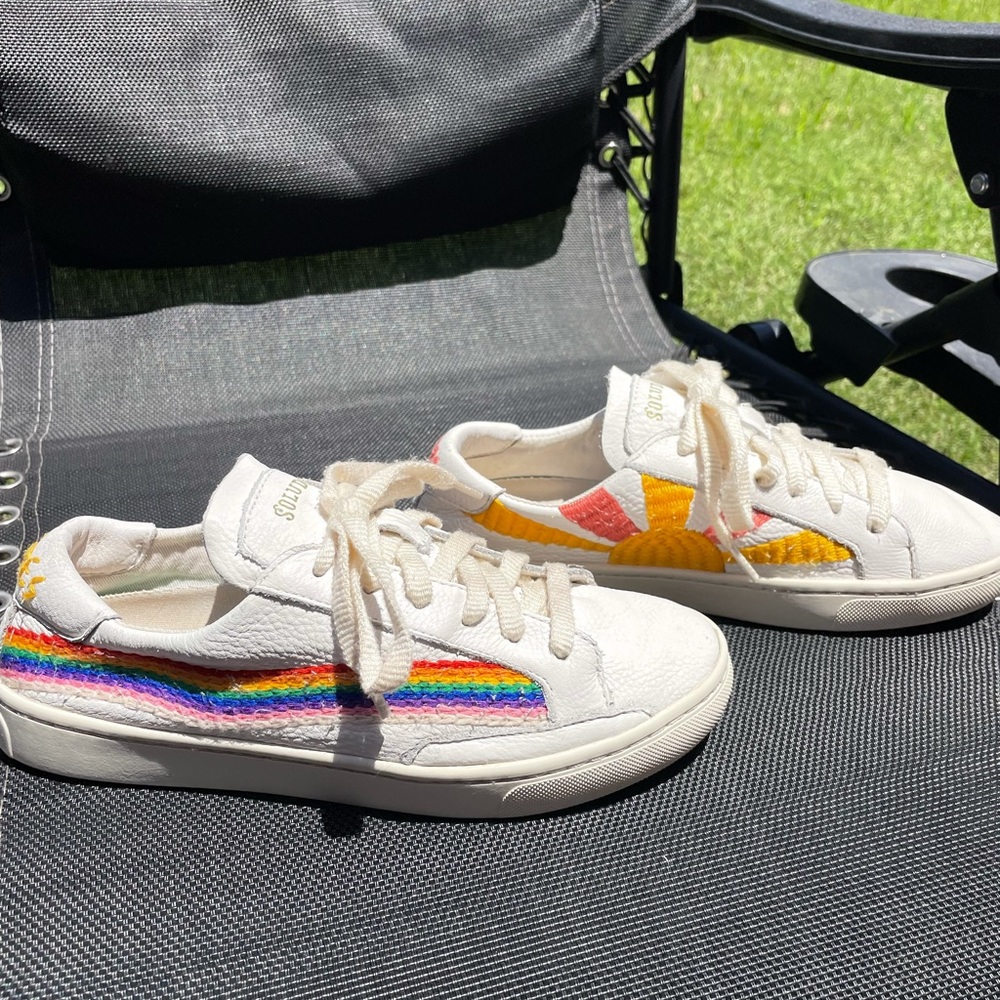 Soludos Rainbow Wave Good Vibes Sneaker in White